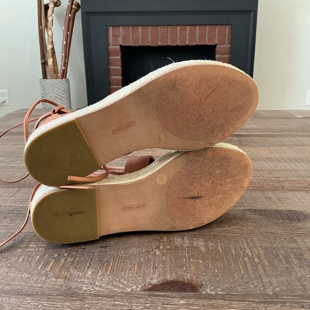 Vince Camuto Kellia Gladiator leather Espadrille Sandals Tan Size 8.5